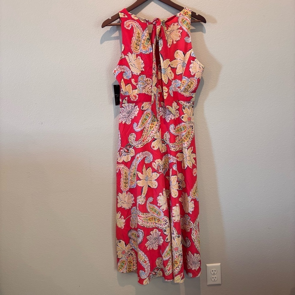 NWT Tahari ASL Printed Floral Tie Back Midi Dress In Grenadine Paisley, size 6P - Picture 6 of 12